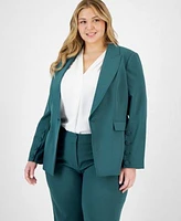 Tahari Asl Plus Size Long Sleeve One Button Blazer Sailor Tie Neck Blouse Mid Rise Wide Leg Pants