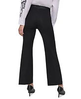 Karl Lagerfeld Paris Petite Mid-Rise Logo-Waistband Pants