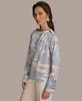 Donna Karan New York Women's Printed Long Sleeve Blouse