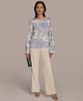 Donna Karan New York Women's Printed Long Sleeve Blouse