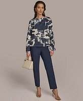 Donna Karan New York Women's Printed Long Sleeve Blouse