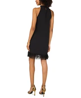 Vince Camuto Women's Feather-Trim Halter A-Line Mini Dress