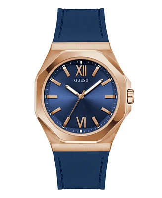 Guess Men's Analog Blue Silicone Watch, 42mm