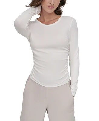 Dkny Sport Women's Ribbed Ruched Top