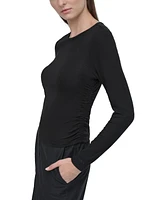 Dkny Sport Women's Ribbed Ruched Top