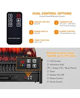 Skonyon 1400W Electric Fireplace Log Heater with Adjustable Flame Brightness-Black