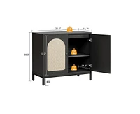 gaomon Buffet Cabinet with Storage, Kitchen Storage Cabinet with Rattan Doors, Accent Cabinet with Adjustable Shelves, Sideboard Cabinet Cupboard Cons