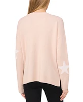 CeCe Women's Star-Print Long-Sleeve Crewneck Sweater