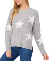 CeCe Women's Star-Print Long-Sleeve Crewneck Sweater