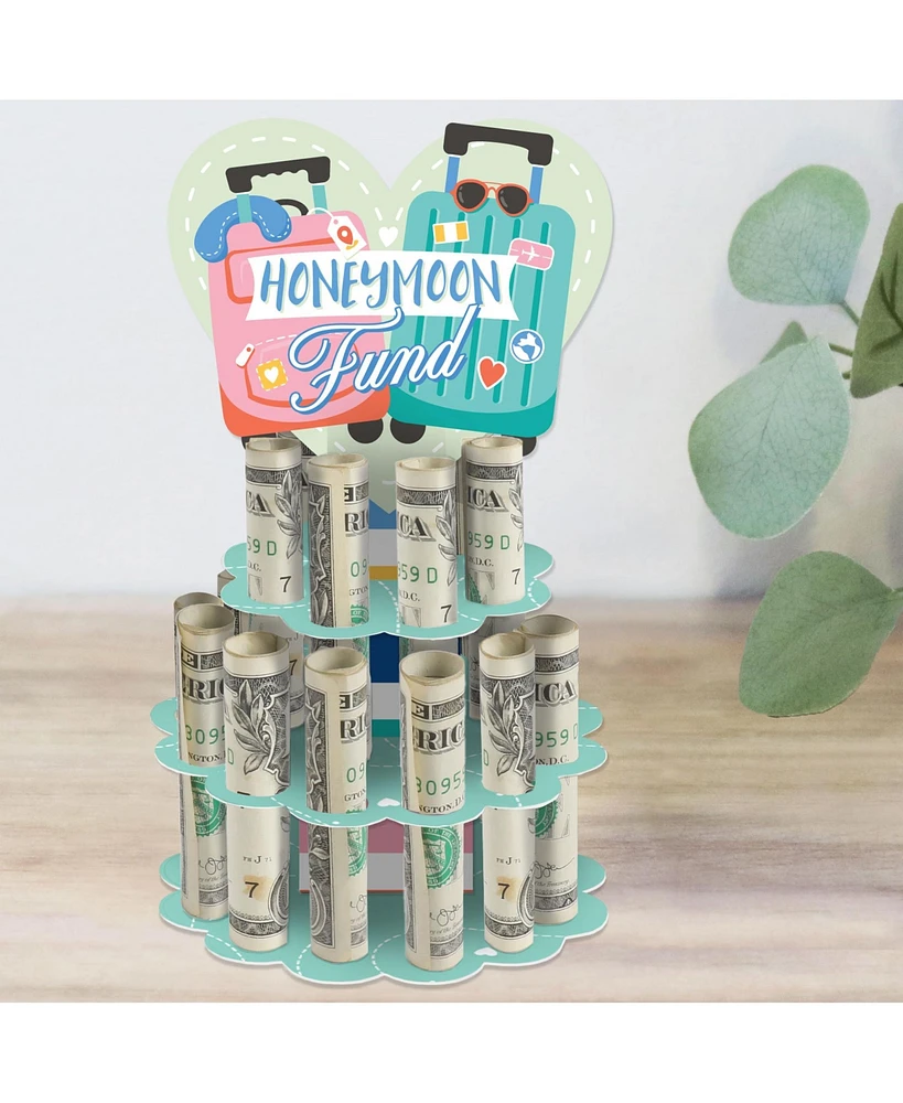 Big Dot of Happiness Honeymoon Fund - Diy Wedding or Engagement Party Money Holder Gift - Cash Cake - Assorted Pre