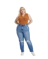 Bayeas Plus Sarah High Rise Relaxed Straight Jeans