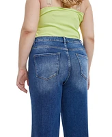 Bayeas Plus High Rise Wide Leg Jeans With Raw Hem