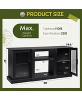 Wlive Retro Tv Stand for 65 inch Console Cabinet with Storage Open Shelves Entertainment Center Living Room and Bedroom