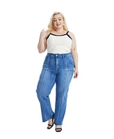 Bayeas Plus Jess High Rise Relaxed Straight Jeans