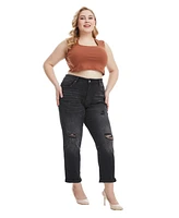 Bayeas Plus High Rise Painted Mom Jeans