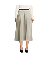 Lands' End Women's Knit Foil Pleated Midi Skirt