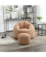 The Pop Home Adult Bean Bag Chair with Ottoman, Comfortable Couch Armrests for Living Room-The