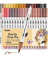 Ohuhu Maui 36ct Brush/Fineliner Dual Tip Water Based Markers with Black Marker Holder Y30-80600-46