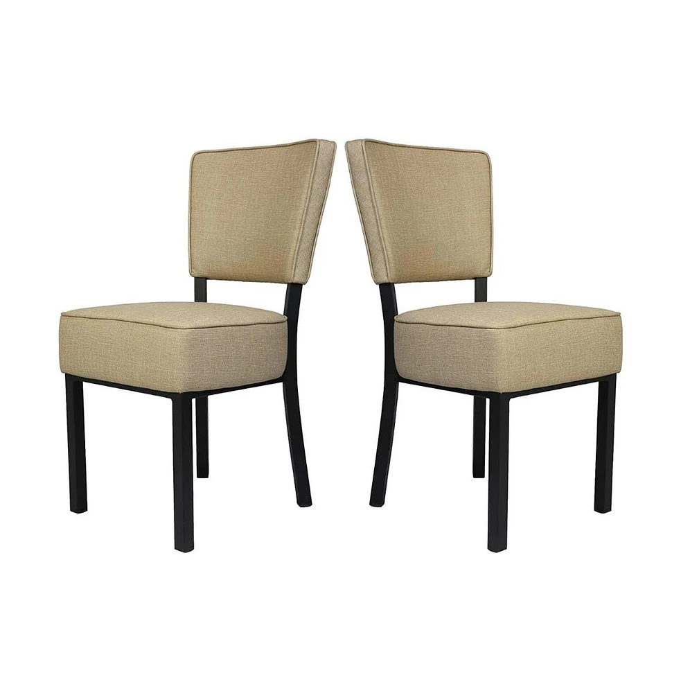 Slickblue Modern Pu Leather Dining Chairs Set of 2 – Mid Back Side Chairs with Stainless Steel Legs