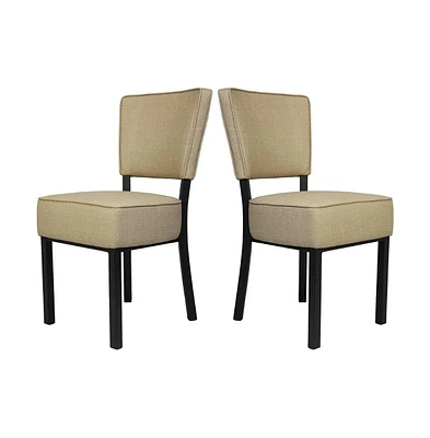 Slickblue Modern Pu Leather Dining Chairs Set of 2 – Mid Back Side Chairs with Stainless Steel Legs