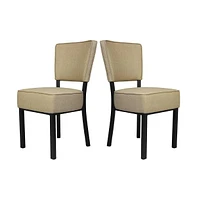 Slickblue Modern Pu Leather Dining Chairs Set of 2 – Mid Back Side Chairs with Stainless Steel Legs