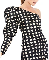 Mac Duggal Women's One Sleeve Polka Dot Sheath Gown