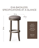 Maven Lane Eva Bar Stool in Reclaimed Oak Finish with Ronan Stone Leather