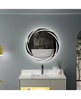 Wisfor Round Circle Lighted Bathroom Mirror Anti Fog Vanity Mirror Stepless Dimming