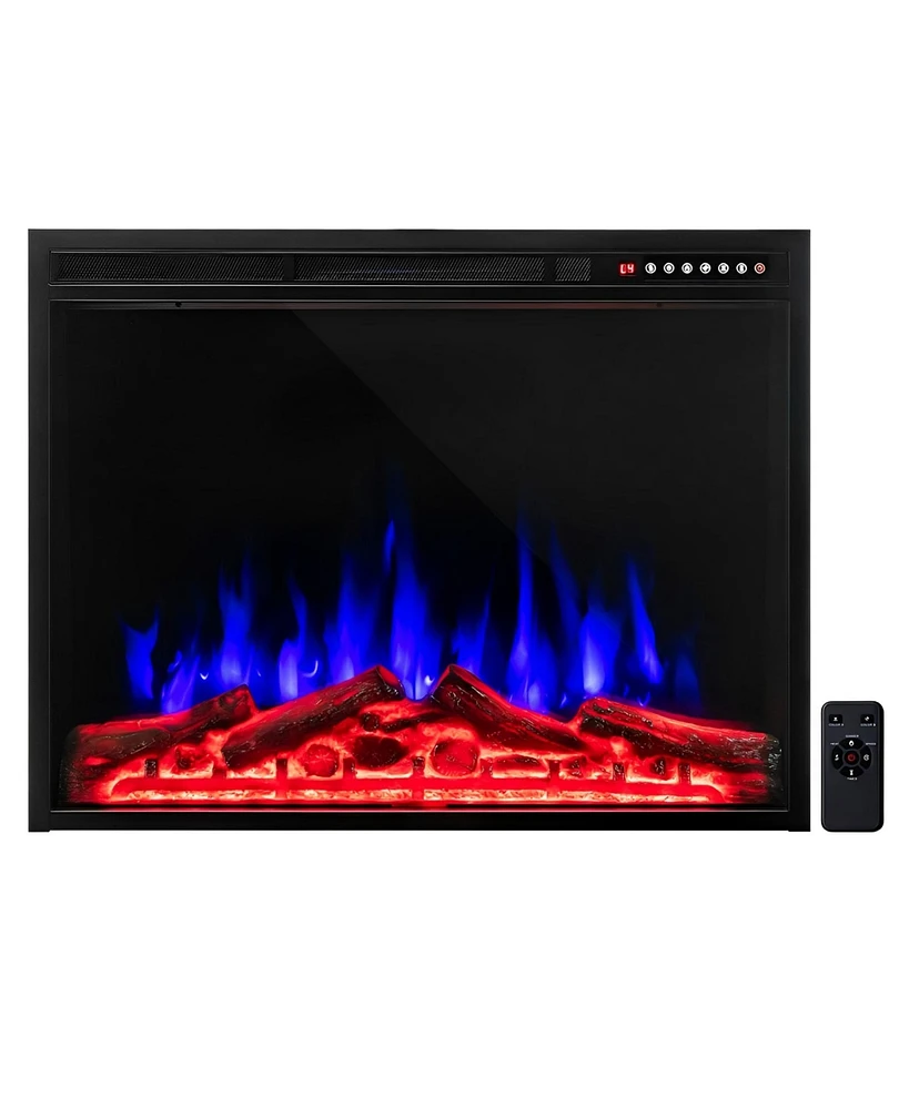 Skonyon 34 Inch Electric Fireplace Recessed with Adjustable Flames