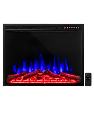 Skonyon 34 Inch Electric Fireplace Recessed with Adjustable Flames