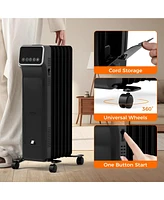 Skonyon 1500W Oil Filled Radiator Heater with Remote Control 3 Modes 24H Timer-Black