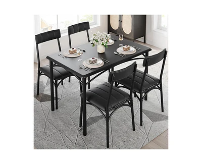 gaomon Dining Table Set for 4, Kitchen with 4 Upholstered Chairs, 5 Piece Rectangular Room Set, Small Space, Apartment, Home, K
