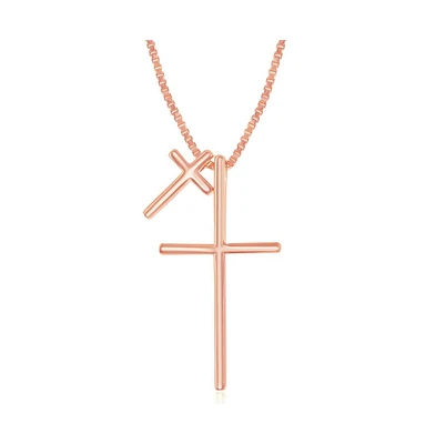 Simona Sterling Silver Double Cross Necklace