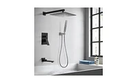 Slickblue Male Npt Shower System Rain Shower Head with Handheld Spray, Wall Mount Set