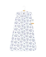 Hudson Baby Girls Cotton Sleeveless Wearable Sleeping Bag, Sack, Blanket, Blue Toile, 0-6 Months