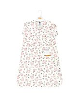 Hudson Baby Girls Long Sleeve Cotton Jersey Sleeping Bag, Sack, Blanket, Neutral Pink Floral, 0-6 Months