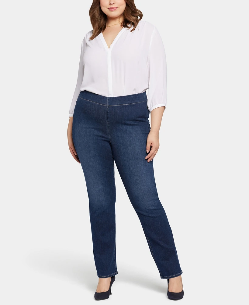 Nydj Plus Pull-On Straight Jeans