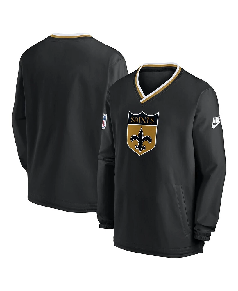 Nike Men's Black New Orleans Saints 2023 Sideline V-Neck Pullover Windshirt