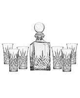 Godinger Dublin Crystal 7 Piece Spirits Decanter & Shot Glass Set