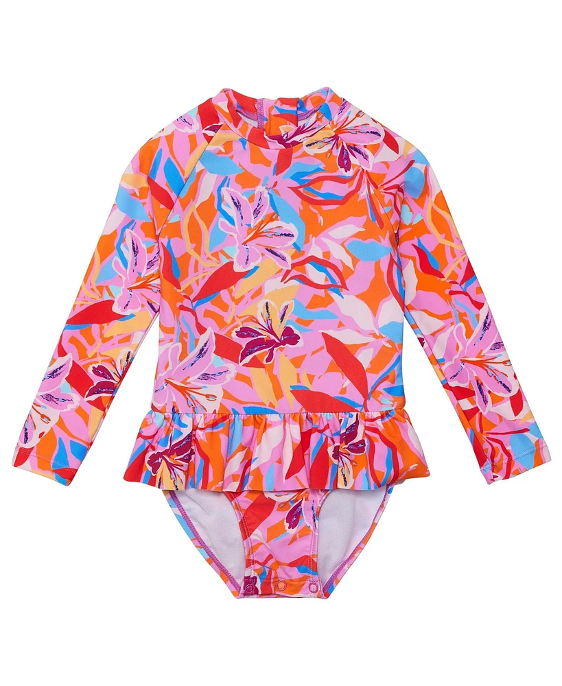 Snapper Rock Baby Girls Blooming Sunset Sustainable Ls Skirt Surf Suit