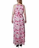 Ny Collection Petite Halter Front Chiffon Maxi Dress