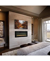Boyel Living Wall Mounted Recessed Electric Fireplace with Logs and Crystals