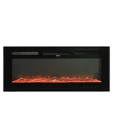 Boyel Living Wall Mounted Recessed Electric Fireplace with Logs and Crystals