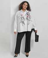 Karl Lagerfeld Paris Sketch Girl Cotton Top Bootcut Pants