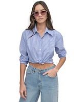 Dkny Jeans Petite Cotton Button-Front Studded Shirt