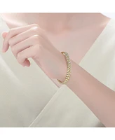 Elegant 14K Gold Plated Chain Cuff Bracelet