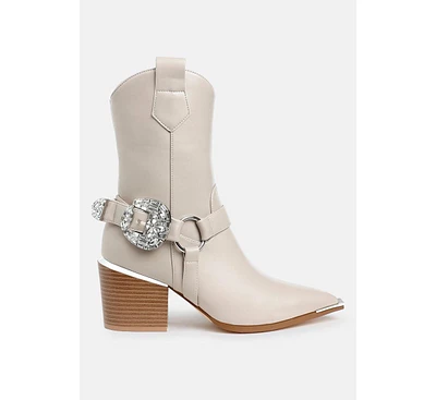 London Rag Woodstock Diamante Embellished Pin Buckle Boots