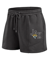 Wear by Erin Andrews Women's Black Jacksonville Jaguars Washed Fleece Long Sleeve T-Shirt Shorts Lounge Set