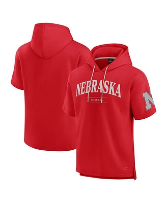 Fanatics Men's Scarlet Nebraska Huskers Ready Short Sleeve Pullover Hoodie