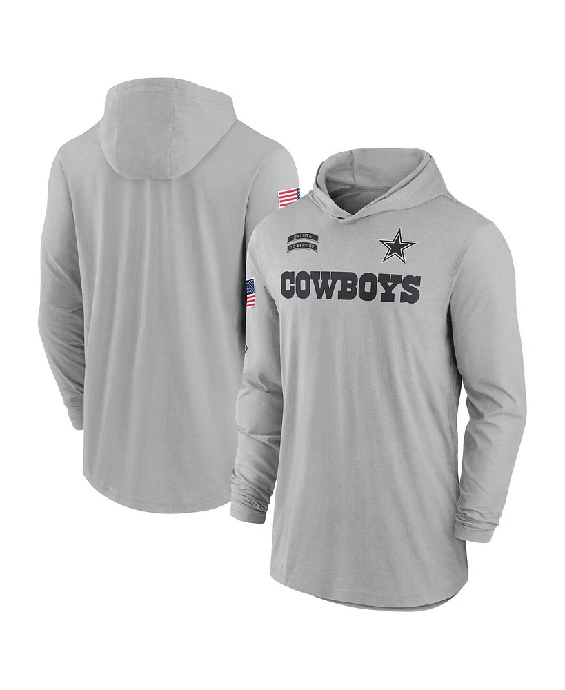 Nike Men's Gray Dallas Cowboys 2024 Salute to Service Lightweight Performance Long Sleeve Hooded T-Shirt